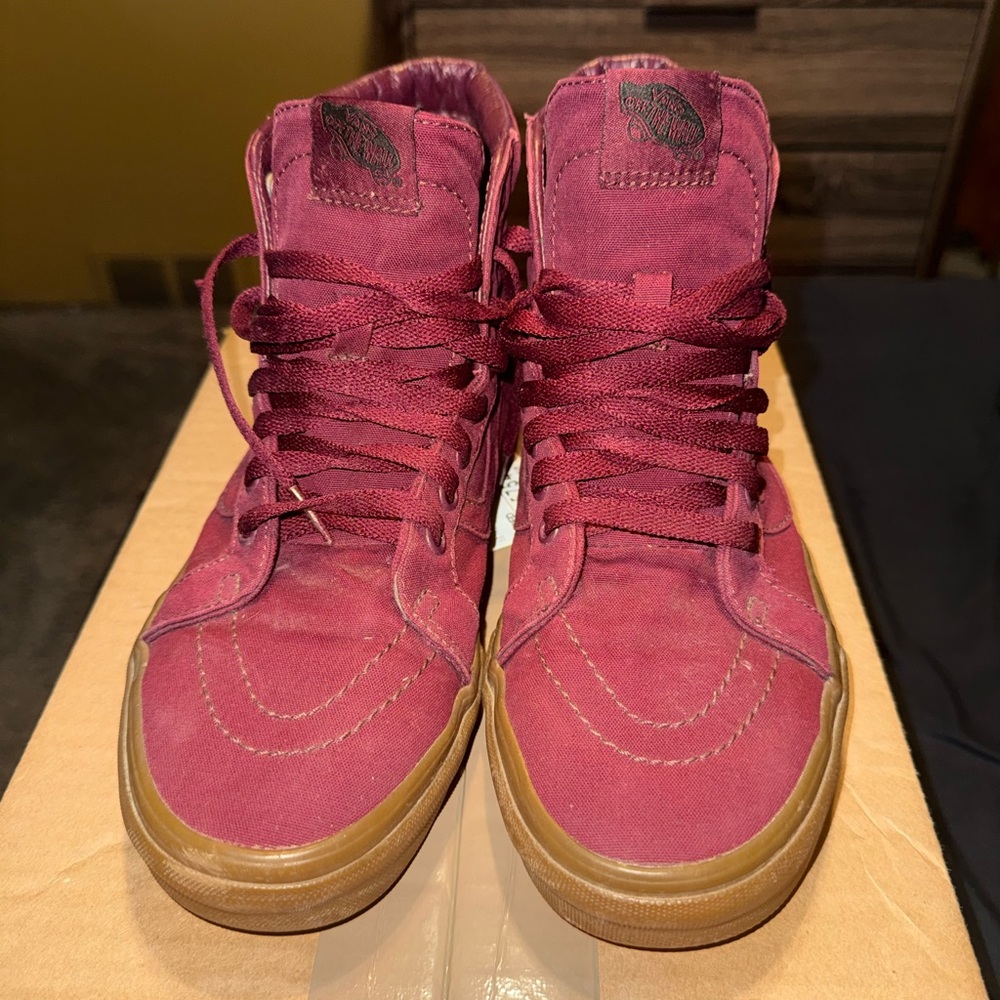 Vans Maroon High-Top Sneakers m9 solid gumsole sendoffers followcloset